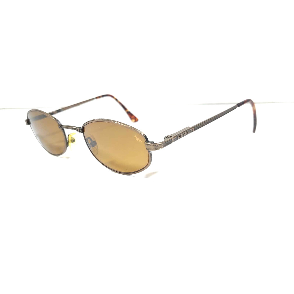 Vintage REVO Atherton H2O 1211 Brown Metal Frames Oval Lens Etched Sunglasses